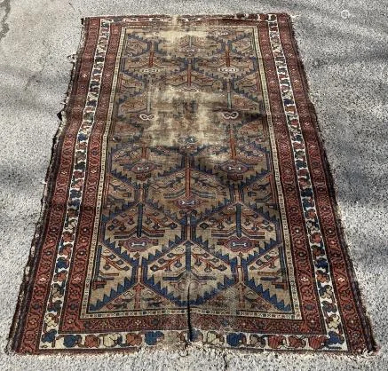 Antique Turkish Hand Knotted Wool Throw Rug