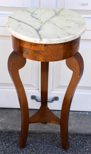 Antique 19th C Biedermeier Marble Top End Table