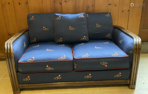 Paul Frank Style Stacked Rattan Mid Century Sofa