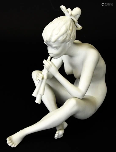 Kaiser Porcelain Nude Girl Playing Flute Sculpture