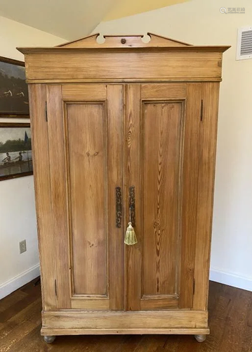 Swedish Gustavian Style Pine Armoire / Wardrobe