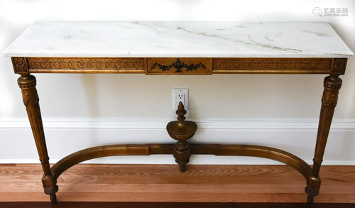 French Louis XVI Style Gilt Wood & Marble Console