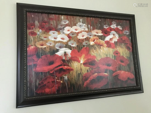 Framed Oil Paint Textured Floral Print