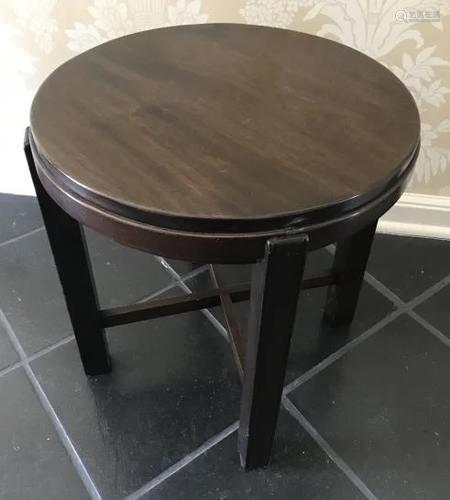 Antique Art Deco Style Round Mahogany End Table