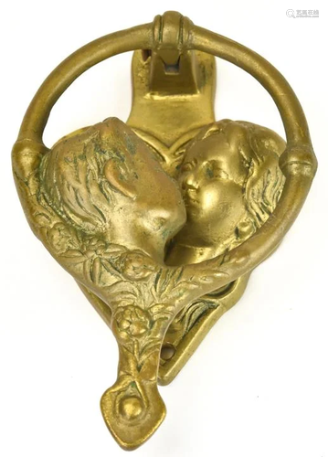 Vintage Lovers Kiss Solid Brass Door Knocker