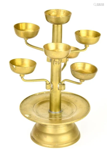 Brass Tone 6 Branch Candlestick Candelabra