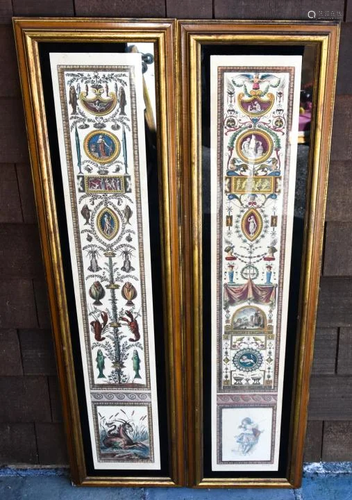 Pair Antique Custom Framed Neo Classical Prints