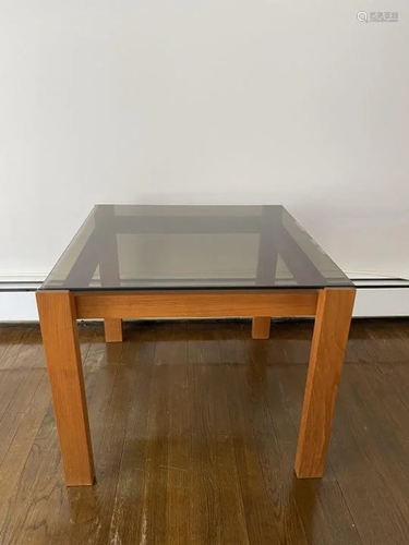 Danish Modern Teak & Smoked Glass Side Table