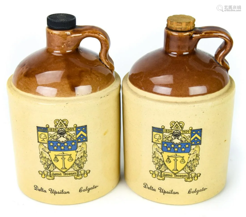 Pair Vintage Delta Upsilon Sorority Colgate Jugs