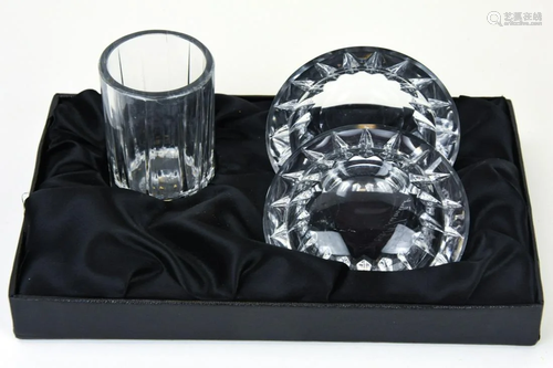 Val St. Lambert Crystal Ashtrays & Shot Glass