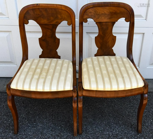 Pair Antique 19th C Biedermeier Style Side Chairs