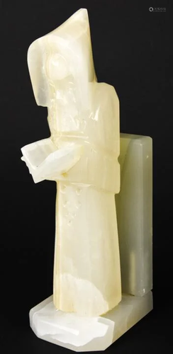 Carved Alabaster Monk Form Book End