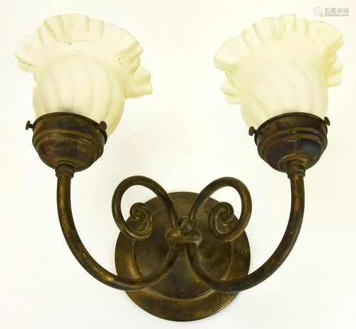 Neoclassical Wall Sconce w Floral Frosted Glass