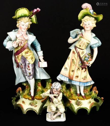 Pair Hand Painted Porcelain English Figurines