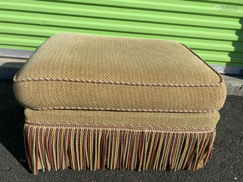 Vintage Custom Upholstered Rope Fringe Ottoman