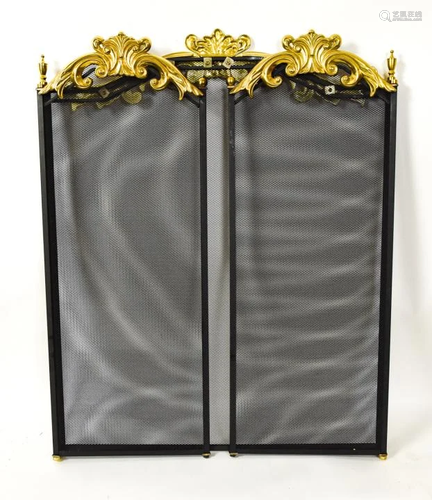 Neoclassical Style Brass Mounted Fireplace Screen