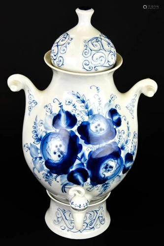 Delft Style Blue & White Ceramic Samovar