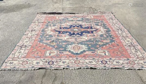 Oriental Geometric Hand Knotted Wool Carpet