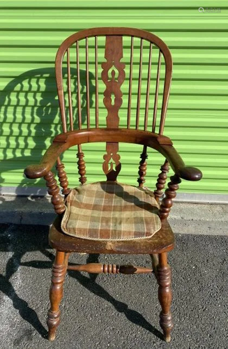 Jacobean Style English High Back Windsor Armchair