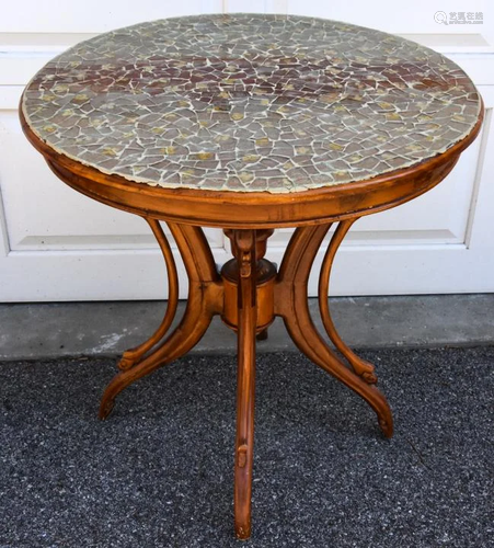 End Table by Grange w Custom Mosaic Top