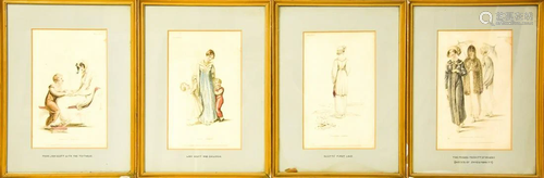 4 Antique Ackermann's Regency Fashion Engravings