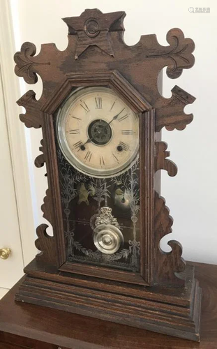 Antique 19th C Gingerbread Design Mantle Clock