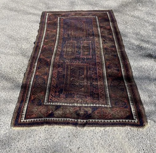 Antique Persian Hand Knotted Wool Throw Rug