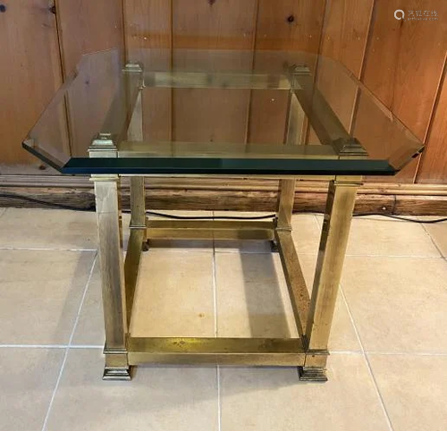 Vintage Maison Jansen Brass & Glass Coffee Table