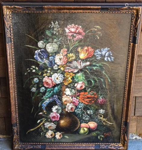 Antique Signed Dutch Style Still Life Oil Painting