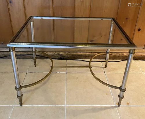 Vintage Maison Jansen Brass & Glass Coffee Table