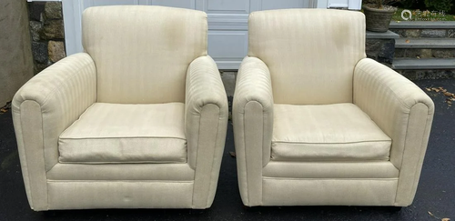 Pair Art Deco Style Club Chairs