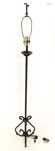 Wrought Iron Floor Lamp With Scroll Work Base