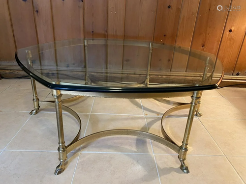 Vintage Maison Jansen Brass & Glass Coffee Table