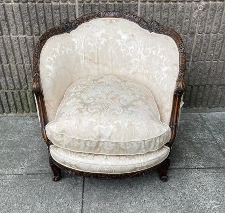 Chippendale Style Barrel Back Upholstered Chair