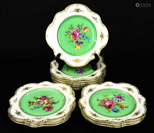 Czechoslovakia Porcelain Floral Motif Lunch Plates