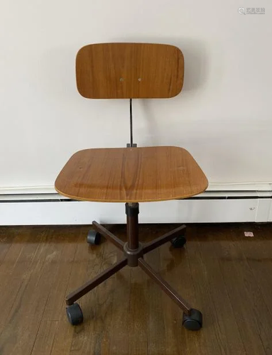 Danish Modern Teak Swivel Desk Chair