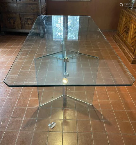 Pace Style Modern All Glass & Brass Dining Table