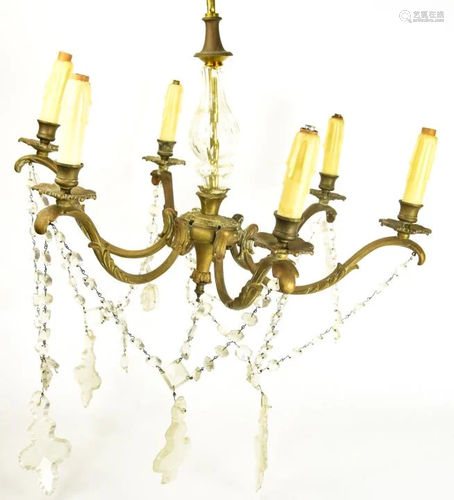 Antique Empire Style Gilt Bronze Chandelier