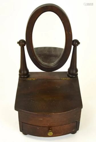 Antique Mahogany Tone Vanity Top Jewelry Box