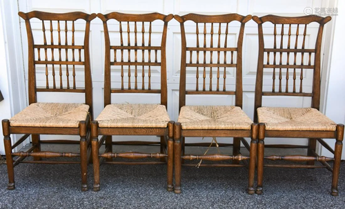 Four Carved Oak French Provincial Dining Chairs