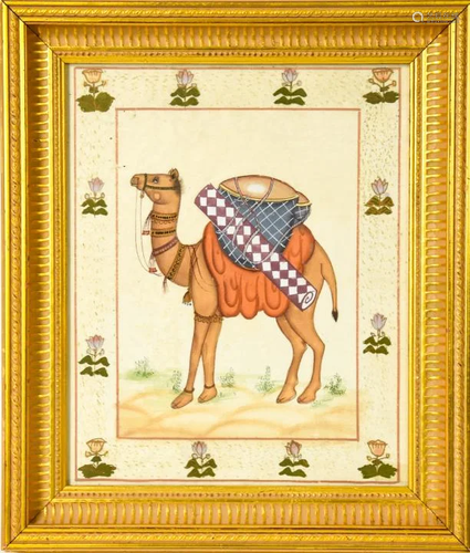 Persian Adorned Camel Painting on Linen