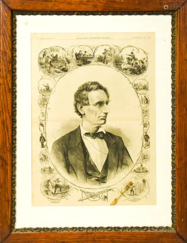 Antique Abraham Lincoln Newspaper Woodcut