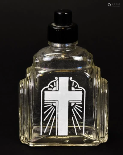 Antique Art Deco Style Catholic Holy Water Bottle