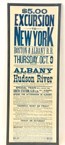 Antique Framed Boston & Albany Railroad Poster