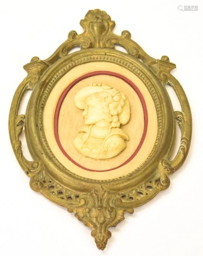 Antique Grand Tour Style Ormolu Frame w Cameo