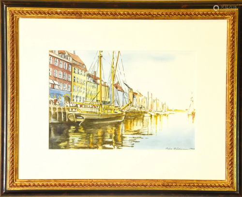 Peter Glickmann 1994 Harbor Scene Watercolor