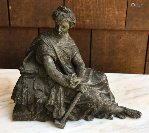 Antique 19th C Greco Roman Style Spelter Statue