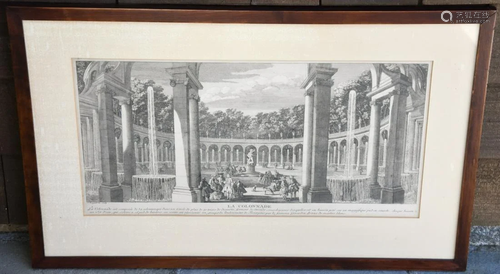 Antique Framed Engraving Titled La Colonnade