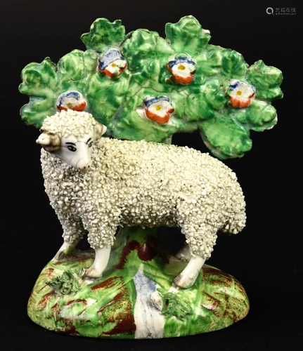 Antique 19th C Staffordshire Sheep Statue Figurine