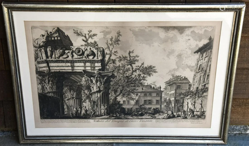 Antique Piranesi Engraving Tempio di Giove Tonante